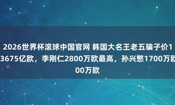 2026世界杯滚球中国官网 韩国大名王老五骗子价1.3675亿欧,李刚仁2800万欧最高,孙兴慜1700万欧
