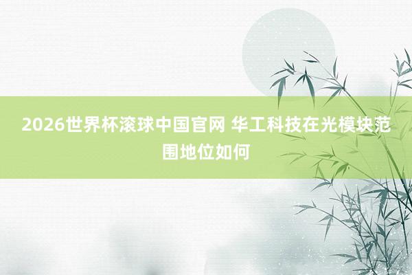 2026世界杯滚球中国官网 华工科技在光模块范围地位如何