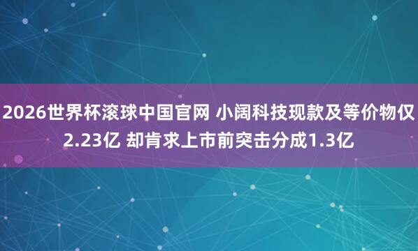 2026世界杯滚球中国官网 小阔科技现款及等价物仅2.23亿 却肯求上市前突击分成1.3亿