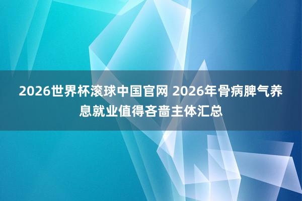 2026世界杯滚球中国官网 2026年骨病脾气养息就业值得吝啬主体汇总