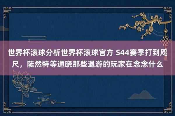 世界杯滚球分析世界杯滚球官方 S44赛季打到咫尺,陡然特等通晓那些退游的玩家在念念什么