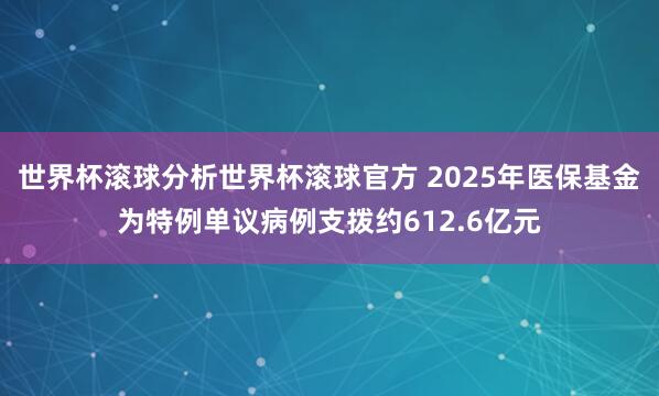 世界杯滚球分析世界杯滚球官方 2025年医保基金为特例单议病例支拨约612.6亿元