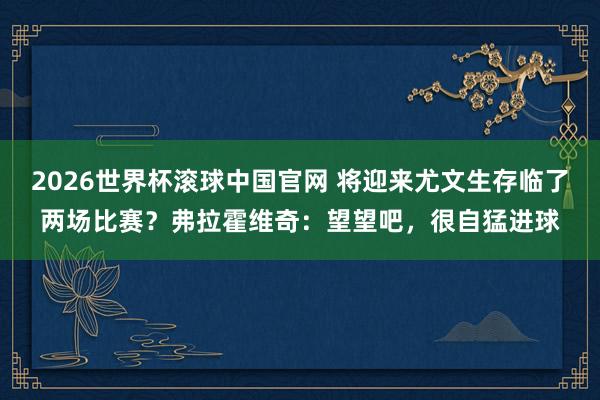 2026世界杯滚球中国官网 将迎来尤文生存临了两场比赛?弗拉霍维奇:望望吧,很自猛进球