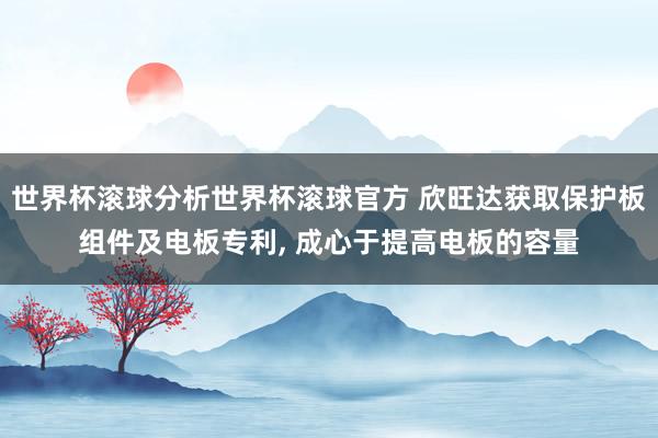 世界杯滚球分析世界杯滚球官方 欣旺达获取保护板组件及电板专利, 成心于提高电板的容量