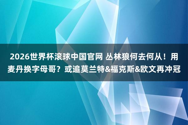 2026世界杯滚球中国官网 丛林狼何去何从!用麦丹换字母哥?或追莫兰特&福克斯&欧文再冲冠