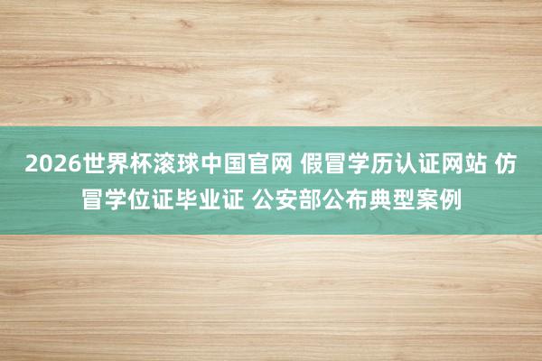 2026世界杯滚球中国官网 假冒学历认证网站 仿冒学位证毕业证 公安部公布典型案例