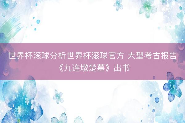 世界杯滚球分析世界杯滚球官方 大型考古报告《九连墩楚墓》出书