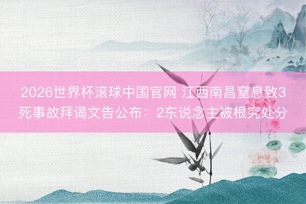 2026世界杯滚球中国官网 江西南昌窒息致3死事故拜谒文告公布:2东说念主被根究处分