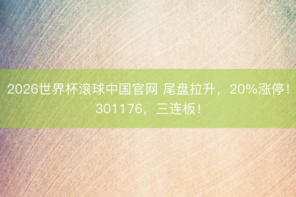 2026世界杯滚球中国官网 尾盘拉升,20%涨停!301176,三连板!