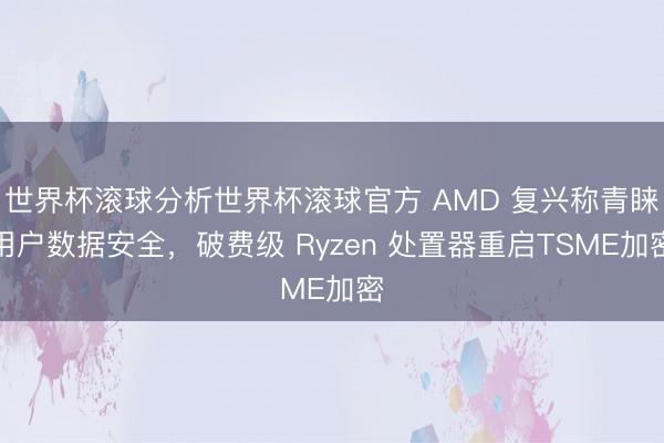 世界杯滚球分析世界杯滚球官方 AMD 复兴称青睐用户数据安全，破费级 Ryzen 处置器重启TSME加密